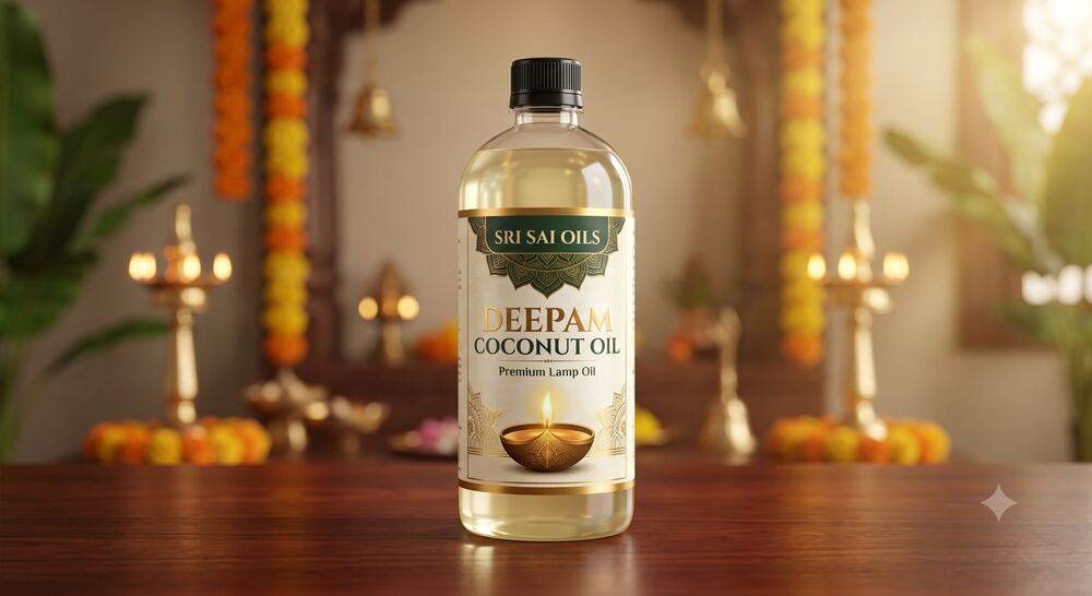 Sri Sai Oils being poured, traditional wood pressed process
